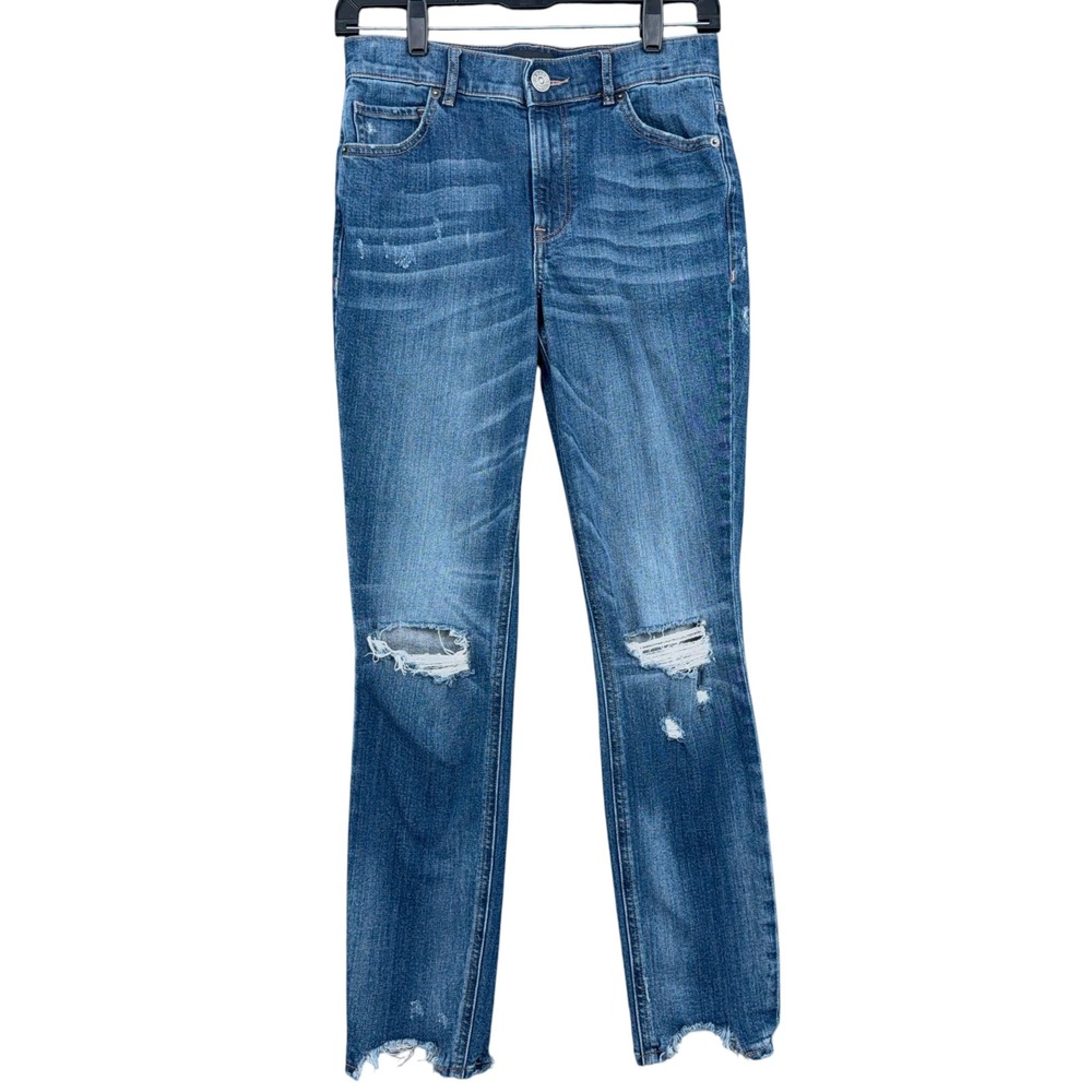 Express Ankle Legging High Rise Jeans Womens 2R Cotton Blend Blue Distressed